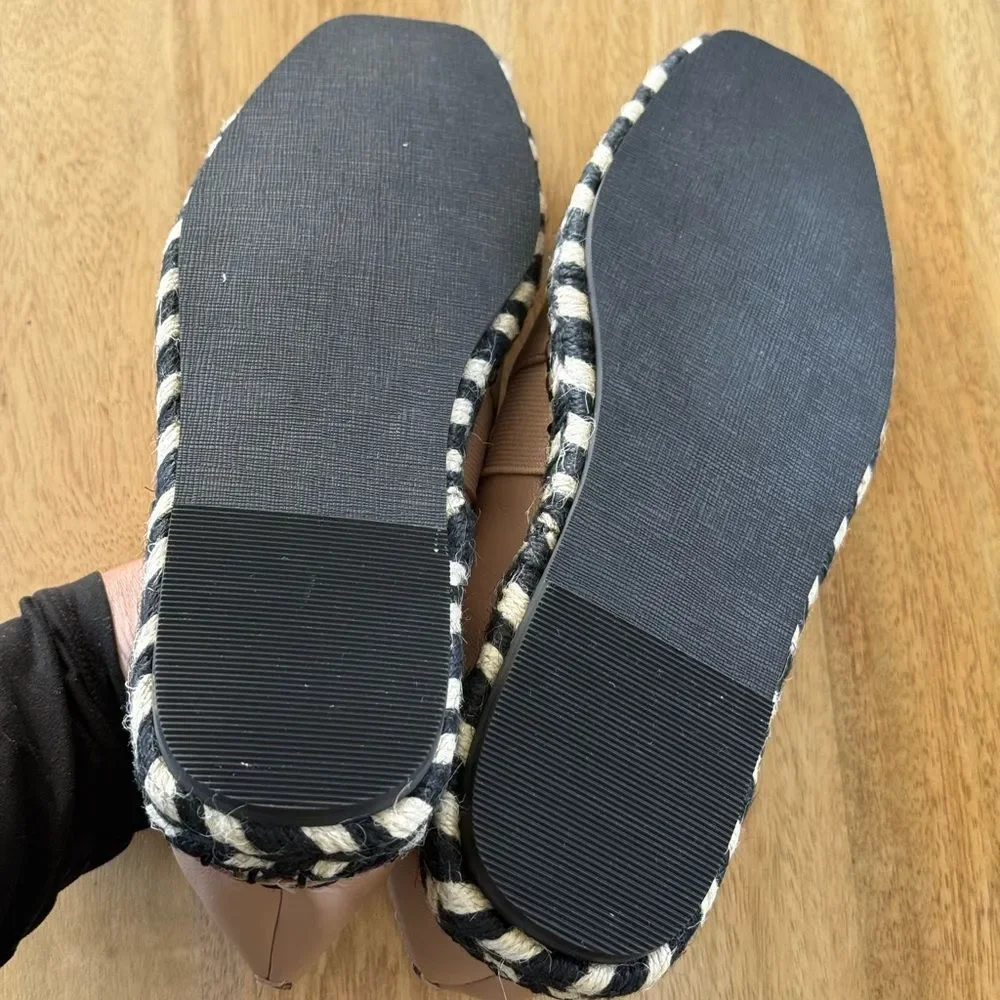 SALLY | Espadrille Skimmer Flats Sz 8 NWT black and tan